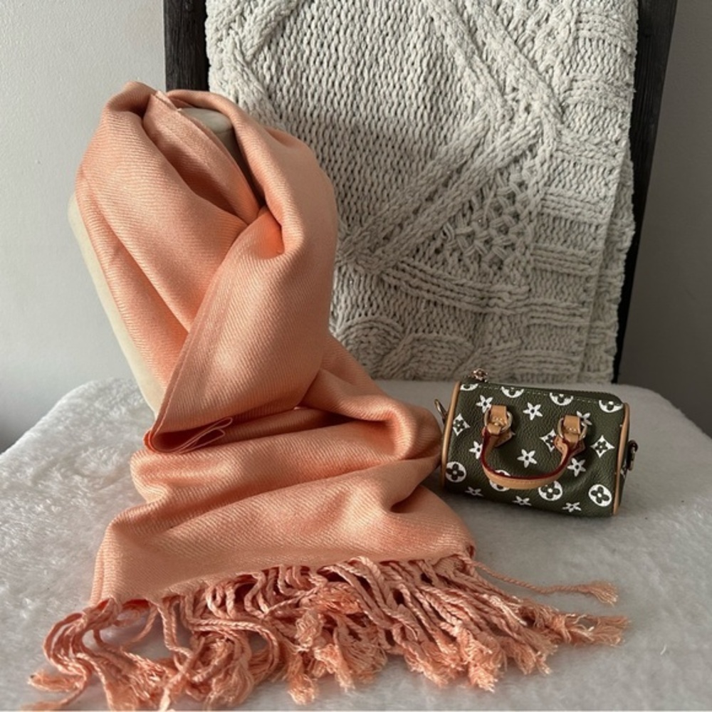 NWT Peach Scarf and  Mini Bag Charm